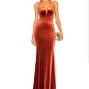 Michael Costello x REVOLVE Rowena Maxi Dress in Rust XS